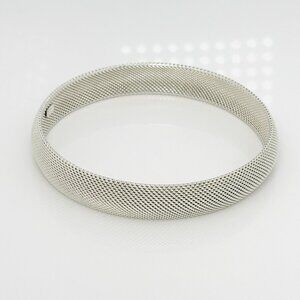 7.5" Tiffany & Co Somerset Firm Dome Mesh Bangle Bracelet in Silver